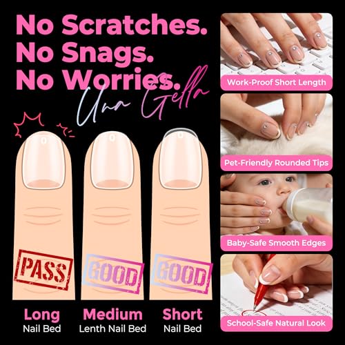Extra Short Oval Nail Tips - 216pcs Clear Fake Nails for Beginners