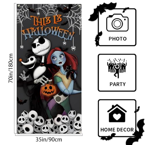 Halloween Door Cover Skeleton & Ghost Decor for Porch & Wall