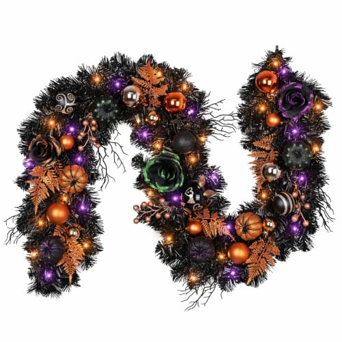 6ft Halloween Pumpkin Garland with Lights - Fall & Holiday Decor