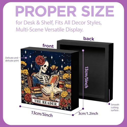 Rose Reader Skeleton Wooden Sign Gothic Dark Academia Desk Decor - The Reader