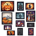 Halloween Ghost Wall Art Set - Framed Decor with 12 Gothic Prints