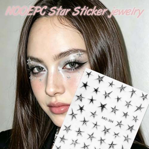Face Gems with Star Stickers - Self-Adhesive Rhinestone Face Jewelry for Raves & Parties