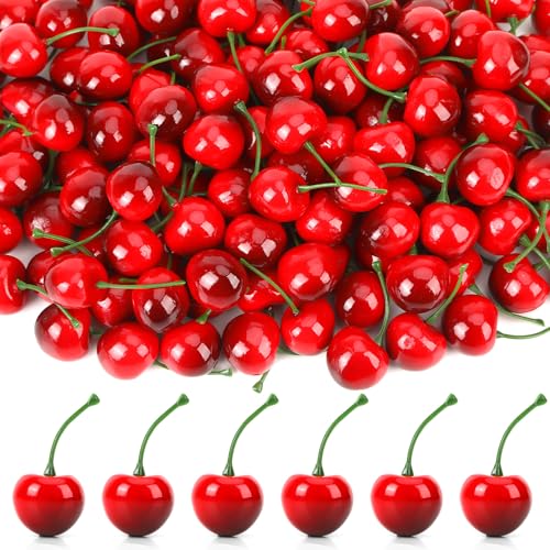 Artificial Cherries for Home Decor - 120 Pcs Foam Cherry Style