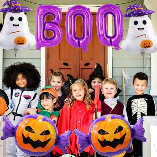 Halloween Balloons Set with Ghost Pumpkin and Boo Balloons - Purple Variation