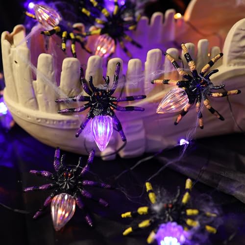 Halloween Spider String Lights 10FT 15 LED Waterproof Fairy Lights with Remote