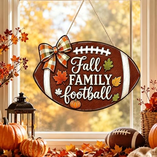 Oval Fall Family Football Wooden Sign for Fall Home Decor