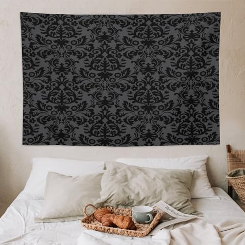 VUMIVI Victorian Gothic Floral Damask Tapestry Wall Hanging - Halloween 17 Variation, W90xL60in