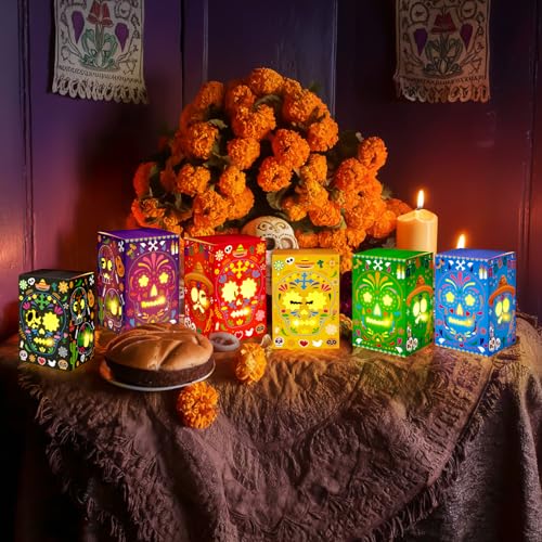 36PCS Day of The Dead Sugar Skull Candle Holders Gift Boxes - Dia De Los Muertos Decor