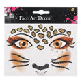 Leopard Face Stickers Halloween Face Tattoo with Rhinestones - Variation 01