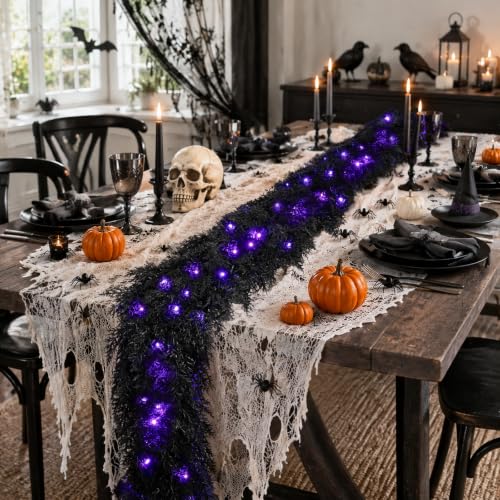 Black Halloween Garland with Lights - 9FT Prelit Fake Cedar for Indoor Outdoor Decor - Variation of THIS listing 1