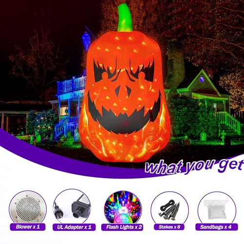 Giant 12FT Inflatable Jack O'Lantern Pumpkin Halloween Yard Decoration with LED Lights