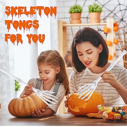 White Skeleton Hand Salad Tongs Set - Halloween Gothic Kitchen Tableware