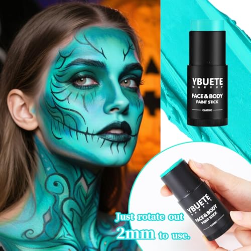 Teal Face & Body Painting Stick for Halloween & Cosplay - Full Coverage Makeup
