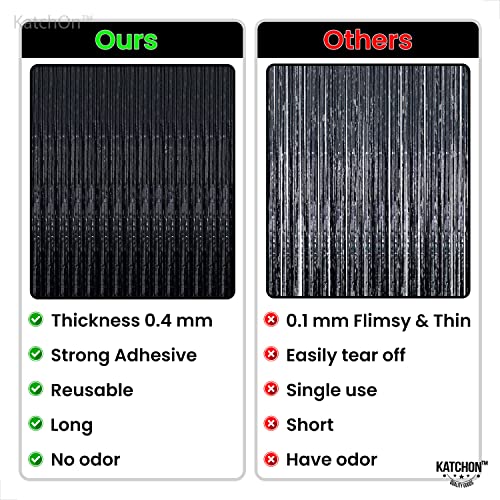 Large Black and Red Foil Fringe Curtain Set - 8x3.2 Feet, Pack of 4 for Party Decor