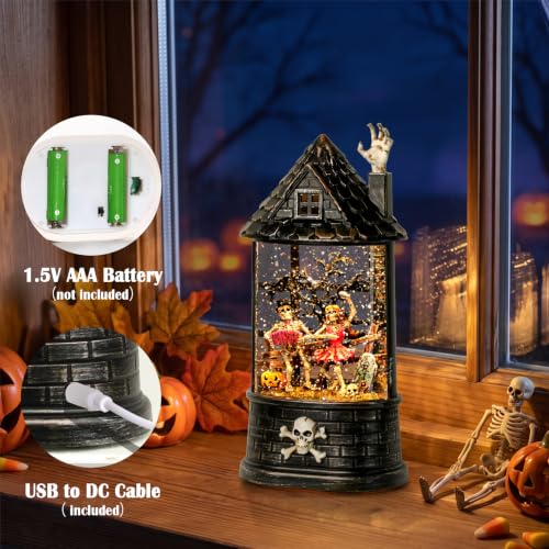 Haunted House Halloween Snow Globe Skeleton Decorations Indoor for Home - Variation of Haunted House