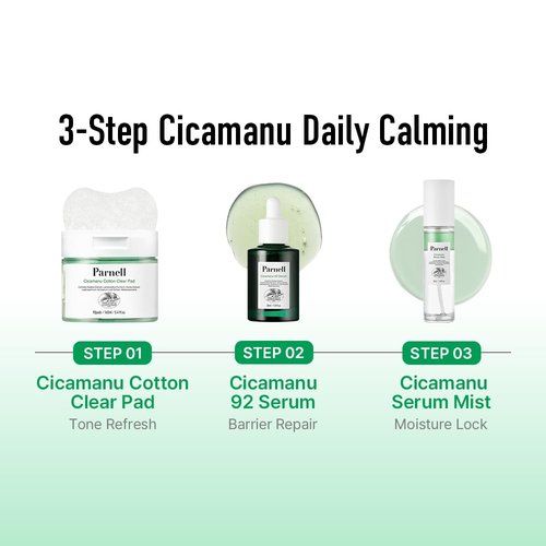 Parnell Cicamanu 92 Serum (1.01 Fl Oz) 30ml | Melatonin, Centella Asiatica | Ceramide for Overnight Recovery & Soothing Irritated Skin | Targets Hyperpigmentation & Deep Hydration | Korean Skin Care