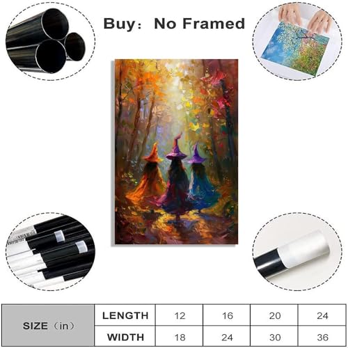 Halloween Wall Art Witch Poster 16x24 Unframed Gothic Dark Academia Decor - Style 2