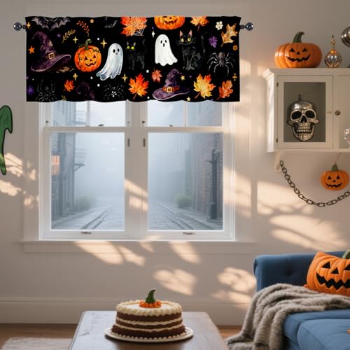 Halloween Skull Kitchen Window Valance - 54" W x 18" L, Pack of 1