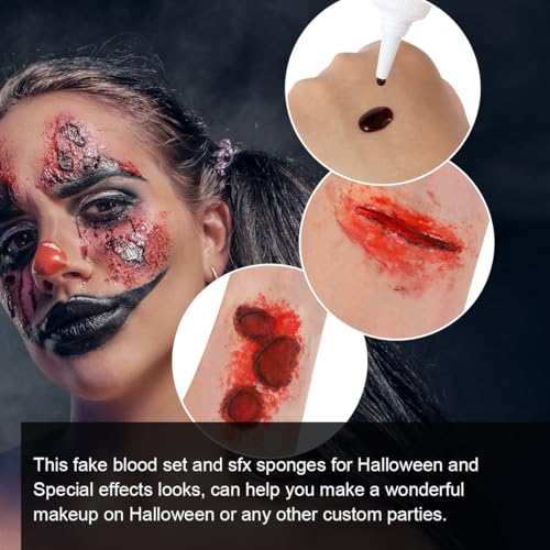 Halloween Special Effects Makeup Kit with Face Body Paint Fake Blood Scar Wax & Tools
