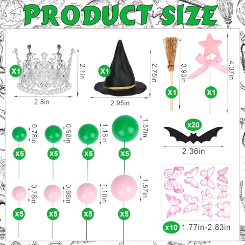 Halloween Witch & Princess Cake Decorations Kit - 74 Pieces Party Supplies
