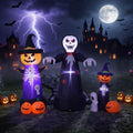 Large Outdoor Halloween Inflatable Decor with LED Lights, Grim Reaper & Pumpkins - 9FT