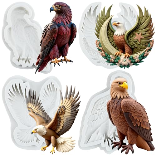 Eagle Silicone Mold Bird Eagle Cake Decorating Fondant Mold Set of 4 - Style A