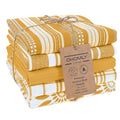 Kitchen Towels Set of 5 - 100% Cotton Dish Cloths with Hanging Loop - Mustard Yellow