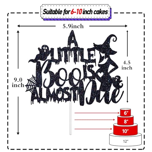 Halloween Baby Shower Cake Topper - Spooky Ghosts & Witches Glitter Decor