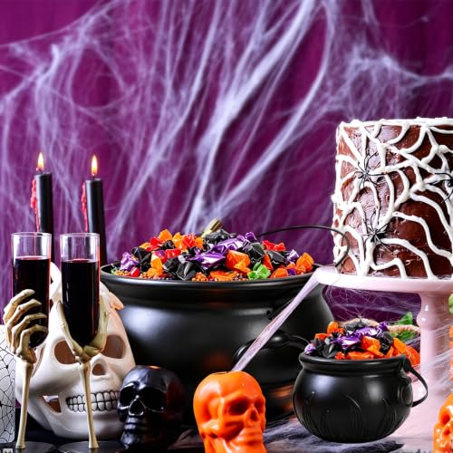 Halloween Cauldron Candy Bowl Set - 10 Plastic Decorative Buckets for Parties