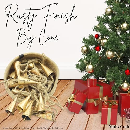 15 Pcs Rustic Jingle Bell Clusters on Rope - Handmade Christmas Decor Set