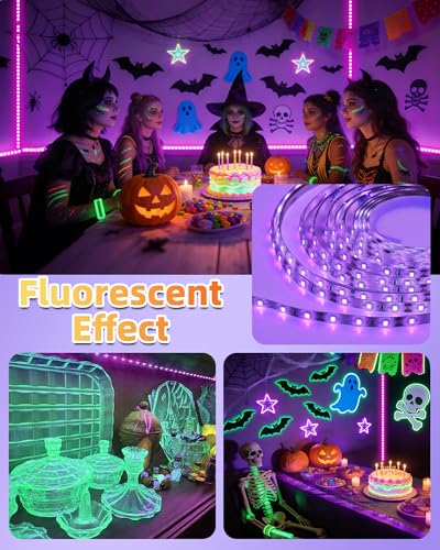 IP65 Waterproof Black Light Strip 40FT UV LED for Glow Parties Halloween Outdoor Indoor