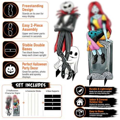 Halloween Yard Signs 29.9 Inch Spooky Decorations with Base - Night Before Holiday Christmas
