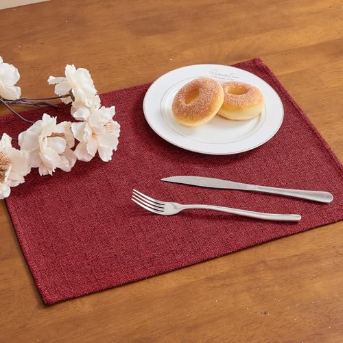 Rectangle Table Cloth 17.5x14 Inches - Ruby Red 6 Pieces - Waterproof & Linen Feel