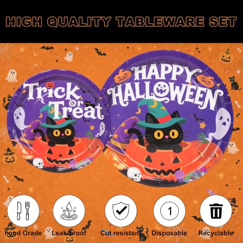 Halloween Party Supplies Set - Purple Pumpkin, 125 Pieces for 25 Guests - Includes Plates, Napkins, Cups & Cutlery
