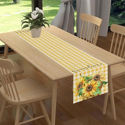 Sunflower Table Runner 13x36 Inches - Rustic Farmhouse Decor, Boho Floral Summer Centerpiece