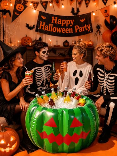 Inflatable Watermelon Cooler for Parties - 30x20 Inch Drink Cooler, Summer & Halloween Decor