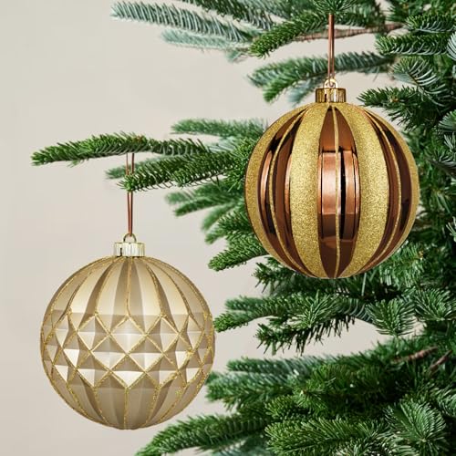 Briful Copper Extra Large Christmas Ornaments Set - 6 Inch Holiday Tree Decor, 2PCS