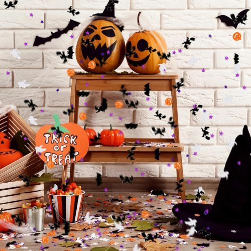 Halloween Confetti Assortment - Orange Pumpkin Ghost Bat Sprinkles for Party Decor - 15g