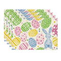 Easter Bunny Eggs Placemats Set of 4 - 12x18 Inch Beige Seasonal Table Decor