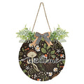 Mushroom Daisy Welcome Sign Farmhouse Front Porch Decor Door Hanging Wreath - 12 x 12 in