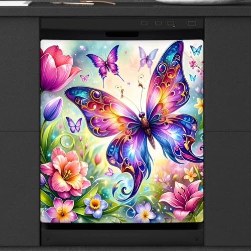 Butterfly Dishwasher Magnet Cover - Decorative Magnetic Appliance Panel - Color A4
