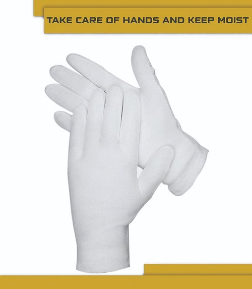 DOVORTEX 24 Pcs White Cotton Gloves - Protective for Dry Hands, Moisturizing, Inspection - Machine Washable