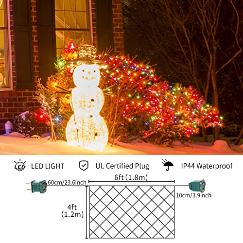 LED Christmas Net Lights 150 LED Outdoor Fairy String Lights 6ftx4ft Connectable Multi-Colored