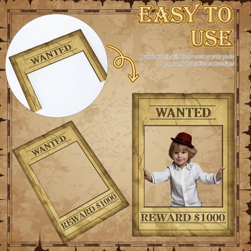 Halloween Western Photo Booth Props Kit - Cowboy Wanted Poster & Accessories
