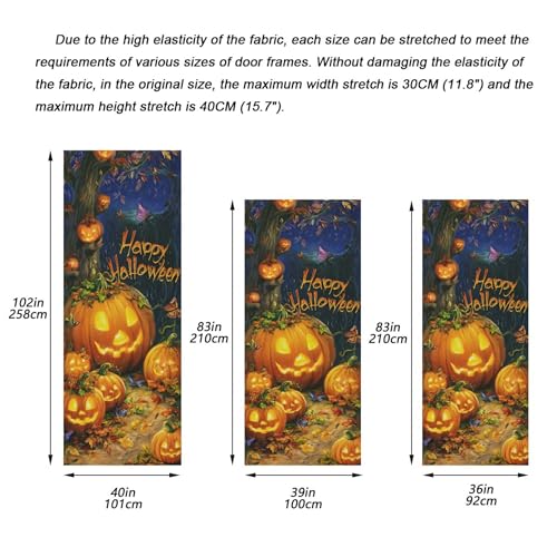 Halloween Door Cover 35x79in Stretch Fabric Porch Decoration - Pack of 1