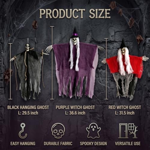 Halloween Skeletons & Witch Decorations Set - Hanging Outdoor Indoor Decor