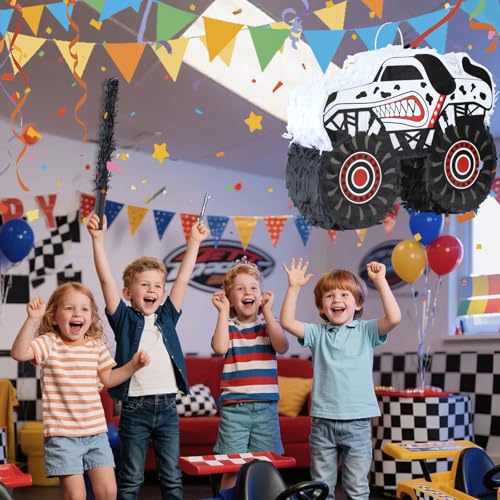 Monster Truck Dalmatian Pinata Bundle with Blindfold and Bat - Monstar Truck Dal Variation