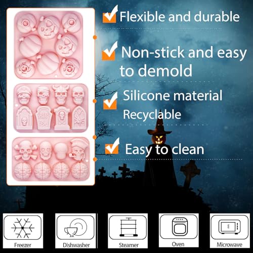 Halloween Silicone Mold Set for Baking Candy and Soap - 3 Pack