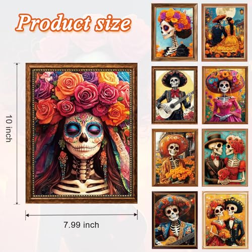 Day of the Dead Posters - 9 Piece Mexican Skeleton Wall Art Decorations