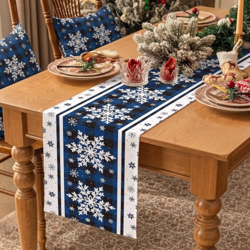 Christmas Blue Snowflakes Table Runner 13x108 Inches Holiday Decor - Variation of THIS listing